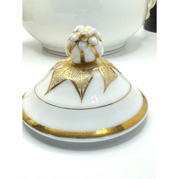 French H & C Haviland Limoges Teapot With Gold Accents